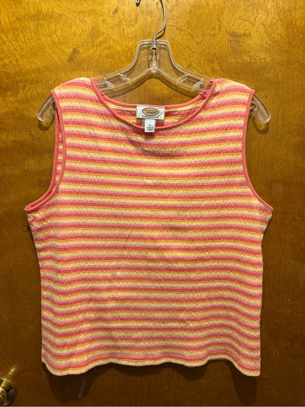 Talbots orange pink & yellow striped stretchy tank top women’s tank size